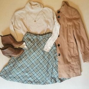 Vintage plaid high waisted wool skirt